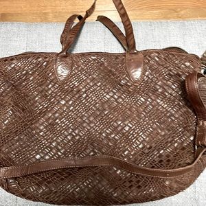 Woven leather tote/crossbody made in India